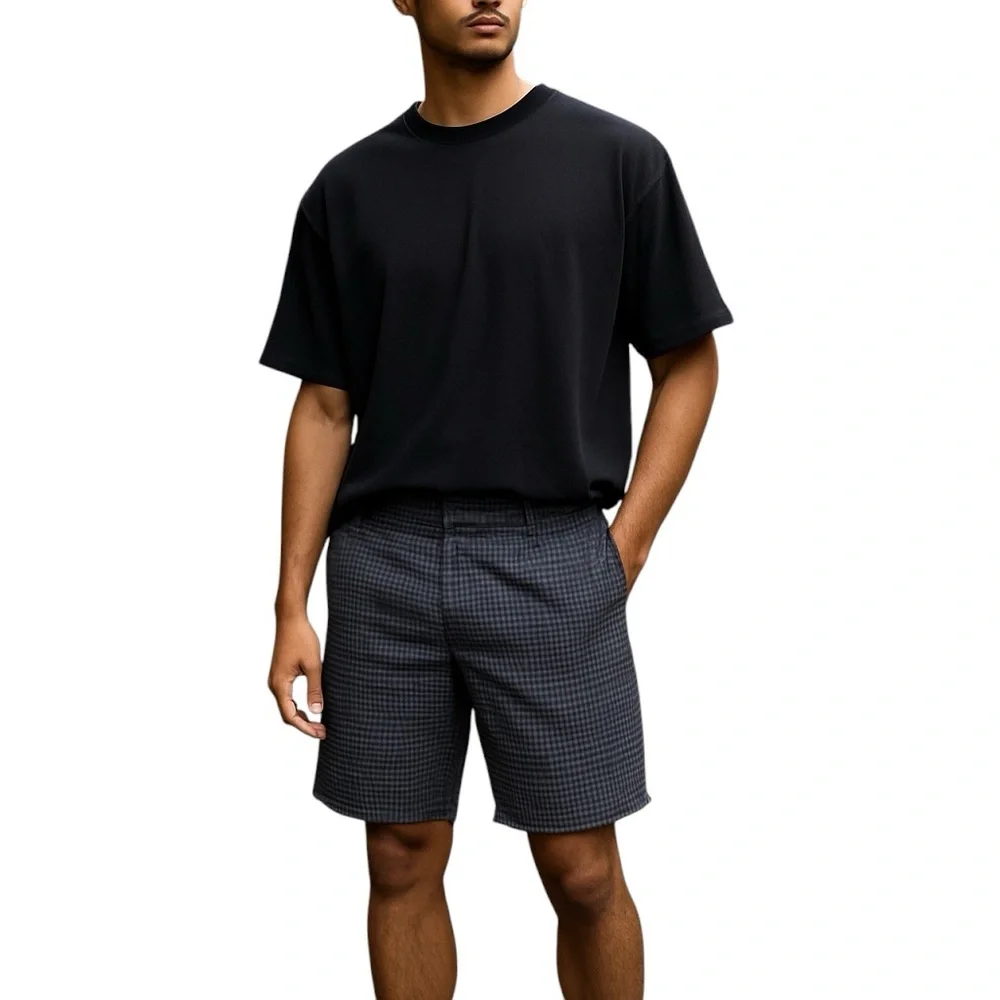 ADIDAS MENS PLAID PRINT SUMMER VACATION MODE GOLF SHORTS 34